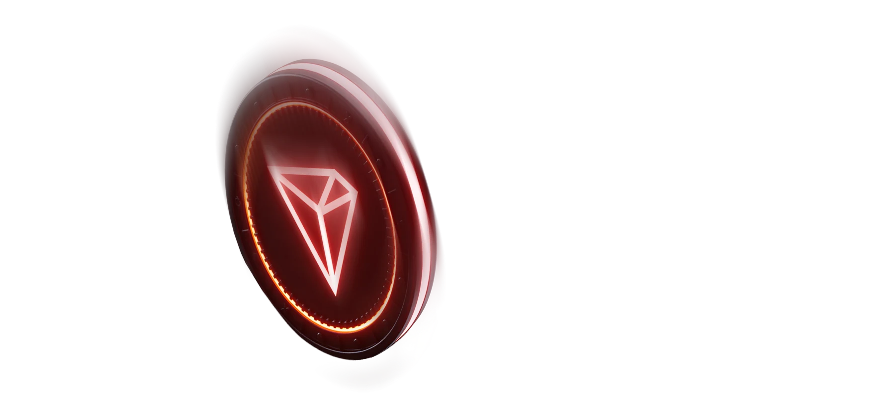 Glowing red Tron coin representing TRX payments.