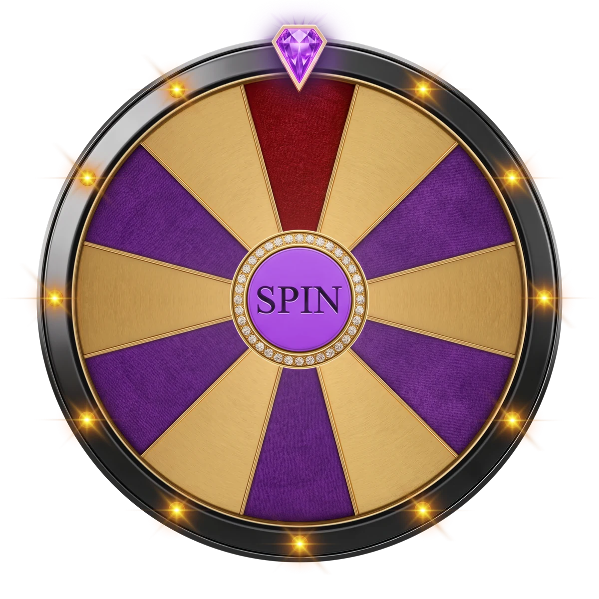 Purple and gold casino prize wheel graphic