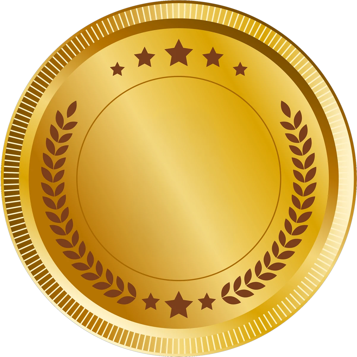 Blank gold medallion framed by laurel branches, standing in for the operator's licence and registration details