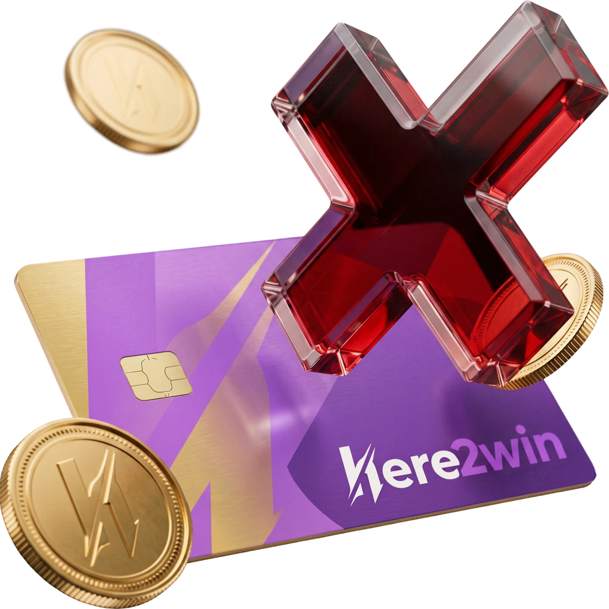 Gold coins stacked beside a faceted red gem