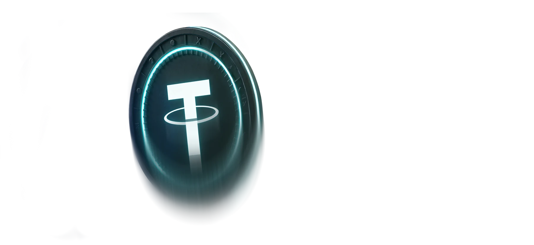 Glowing Tether coin icon representing USDT payments.