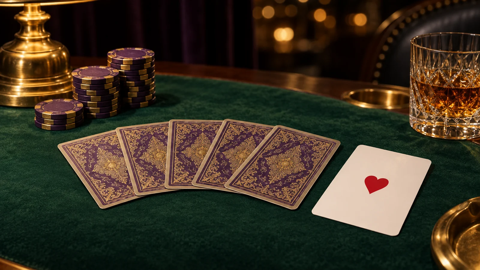 Green-felt card table set up on a casino floor, part of the wider gaming setup behind this review