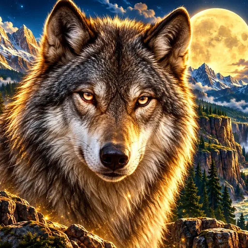 Wolf Gold pokie cover art showing golden wildlife symbols